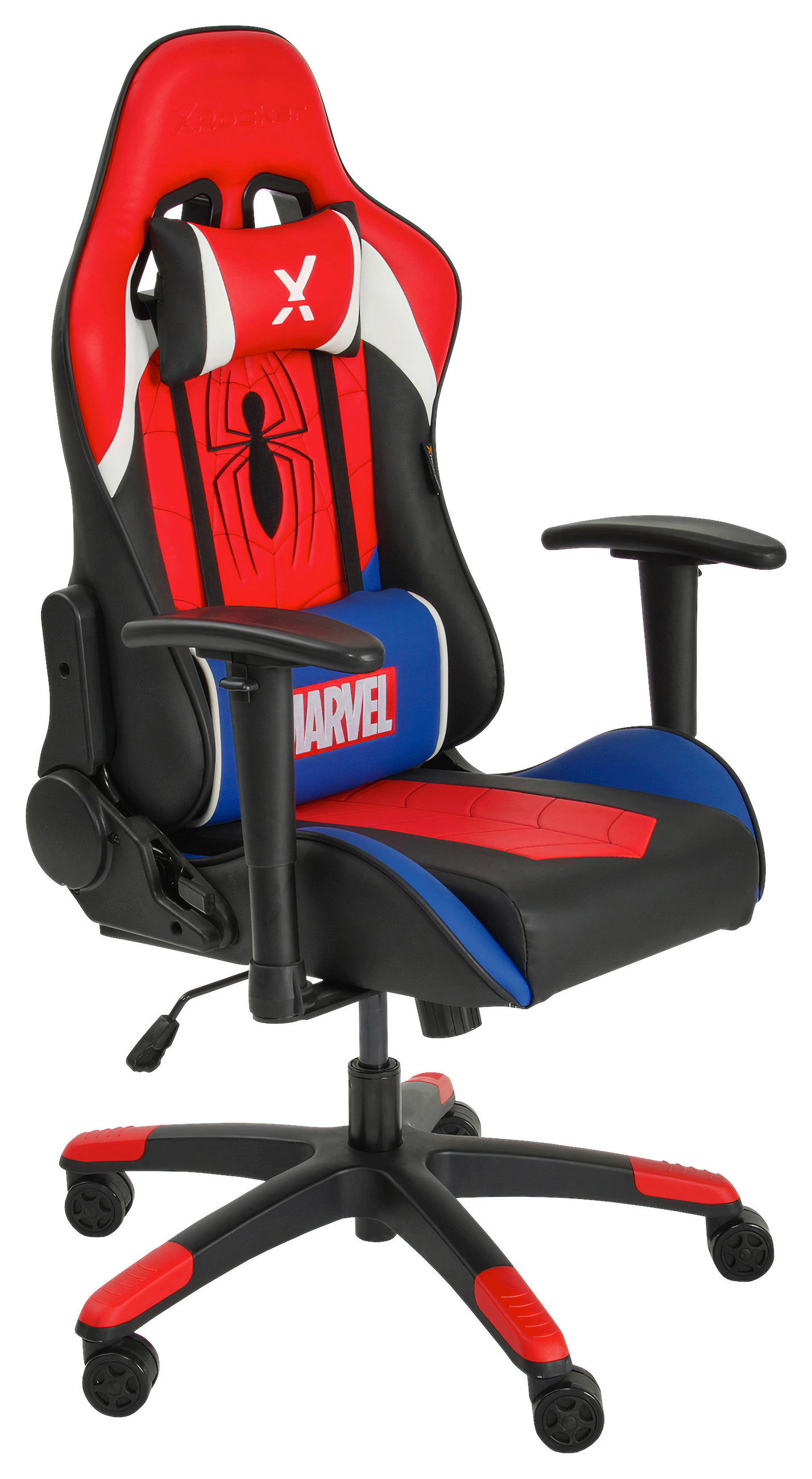 GAMINGSTUHL Rot, Schwarz, Weiß, Royalblau Kunststoff, Leder, Stein   - Blau/Royalblau, MODERN, Leder/Kunststoff (55/113-117/62,5cm) - X Rocker