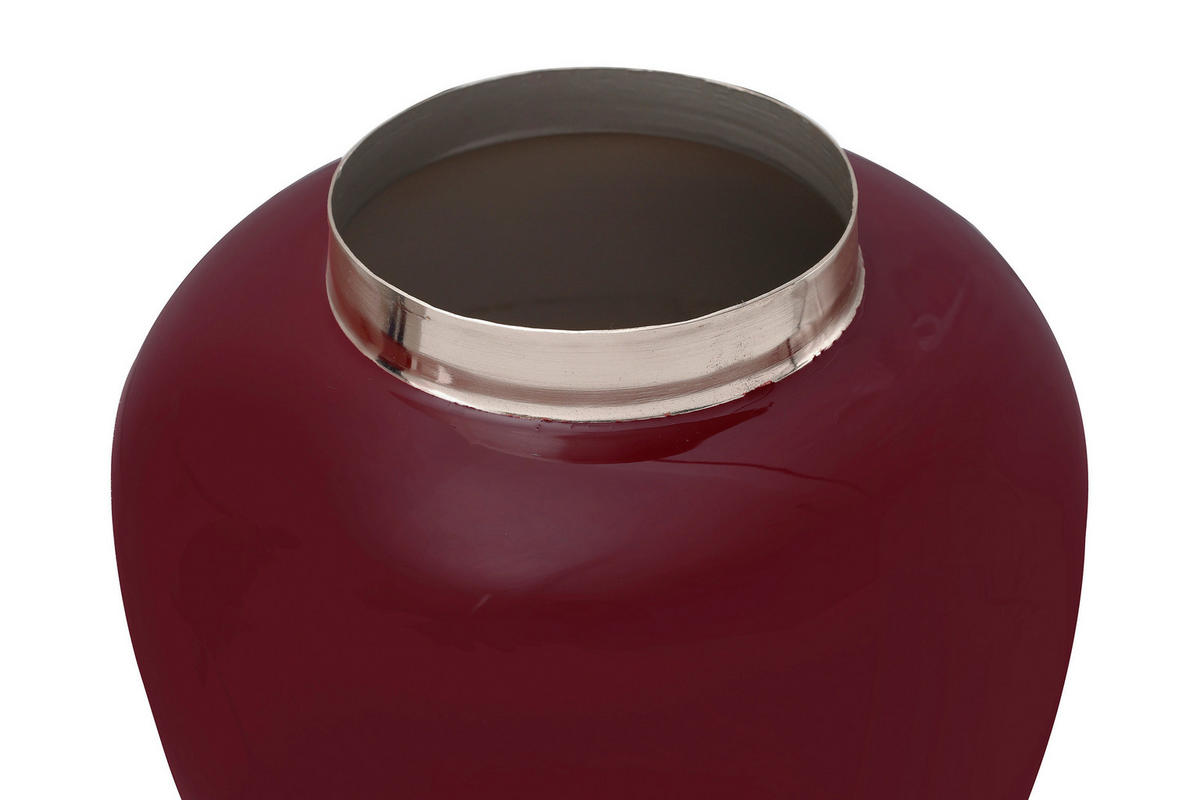 VASE  - Pflaume/Silberfarben, Trend, Metall (20/20/19cm) - Kayoom