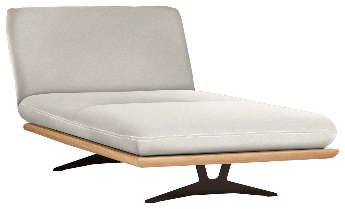 OTTOMANE Weiß Echtleder  - Beige/Schwarz, Design, Leder/Holz (114/92/165cm) - Dieter Knoll