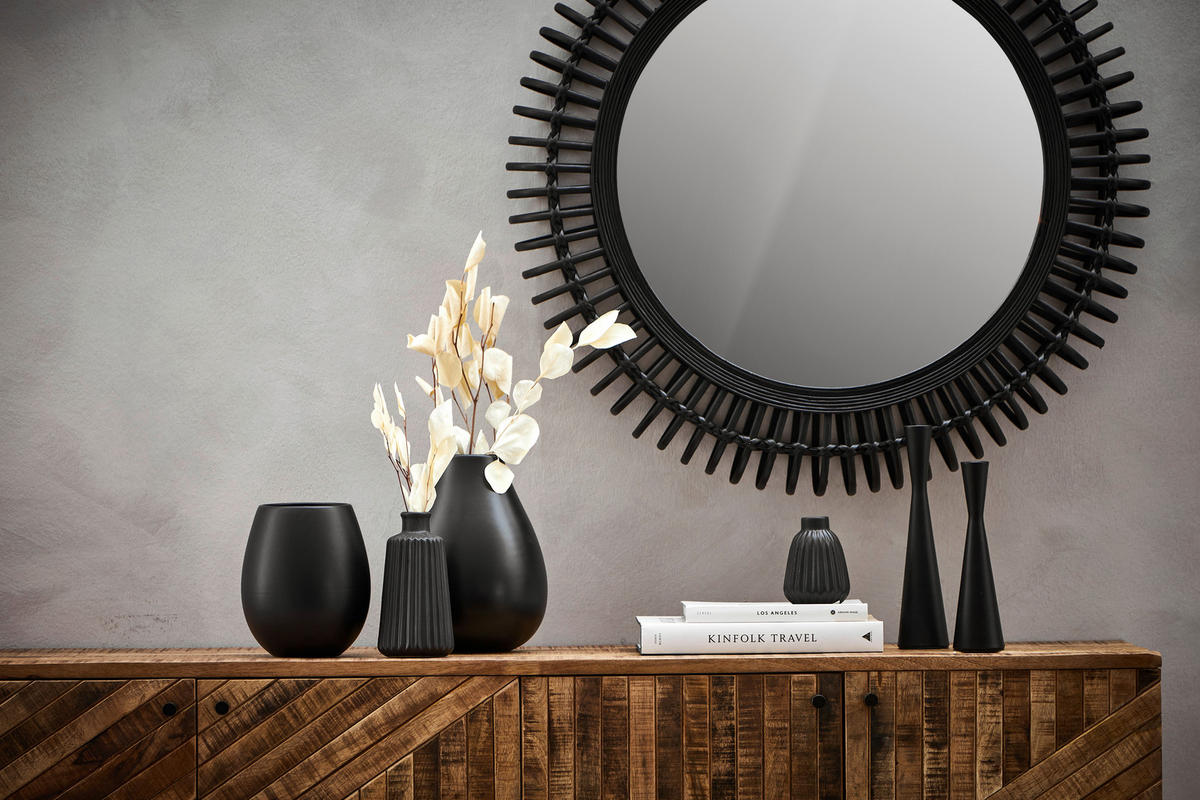VASE 18 cm  - Schwarz, Basics, Keramik (14/18cm)