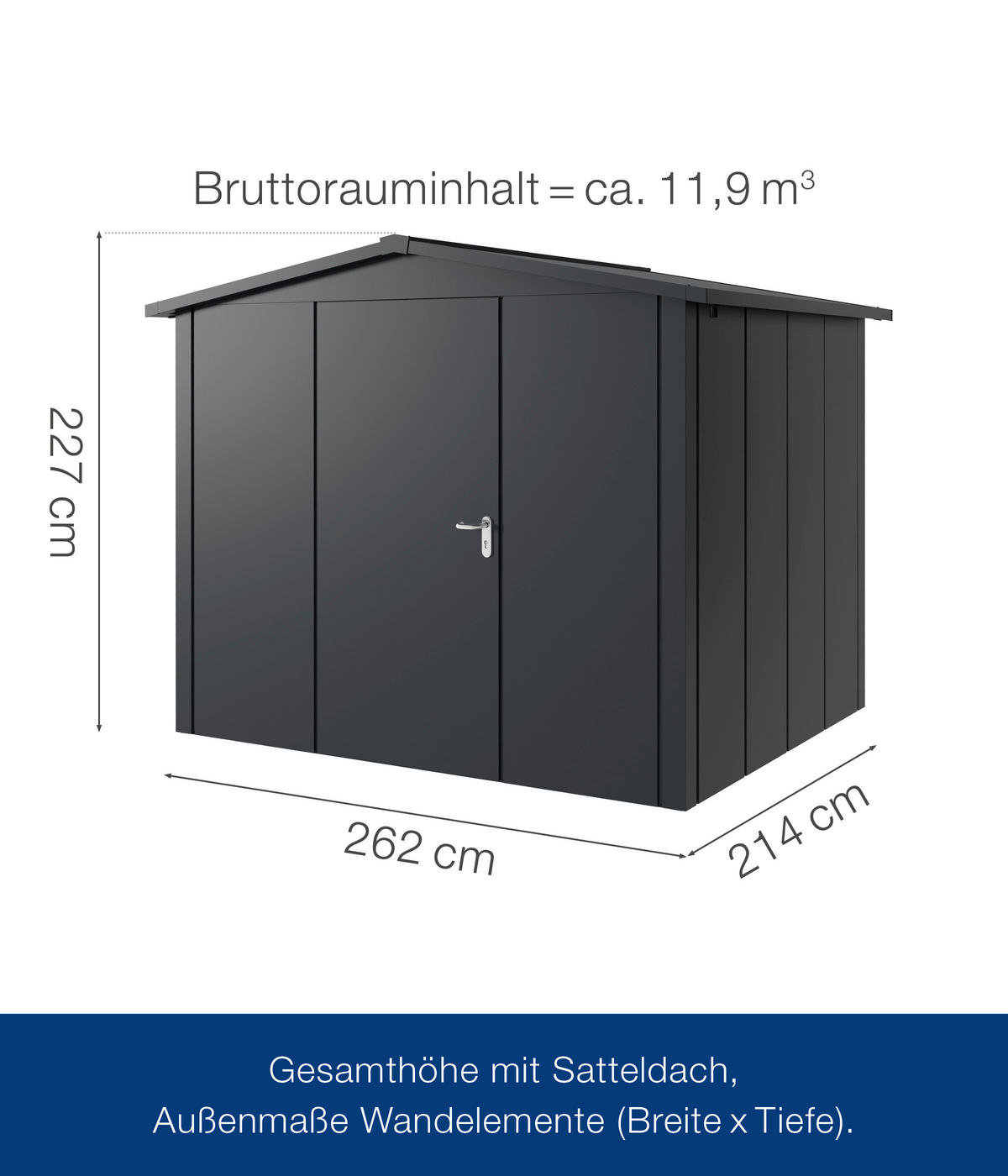 GERÄTEHAUS 285/227/229 cm  - Anthrazit, Basics, Metall (285/227/229cm)
