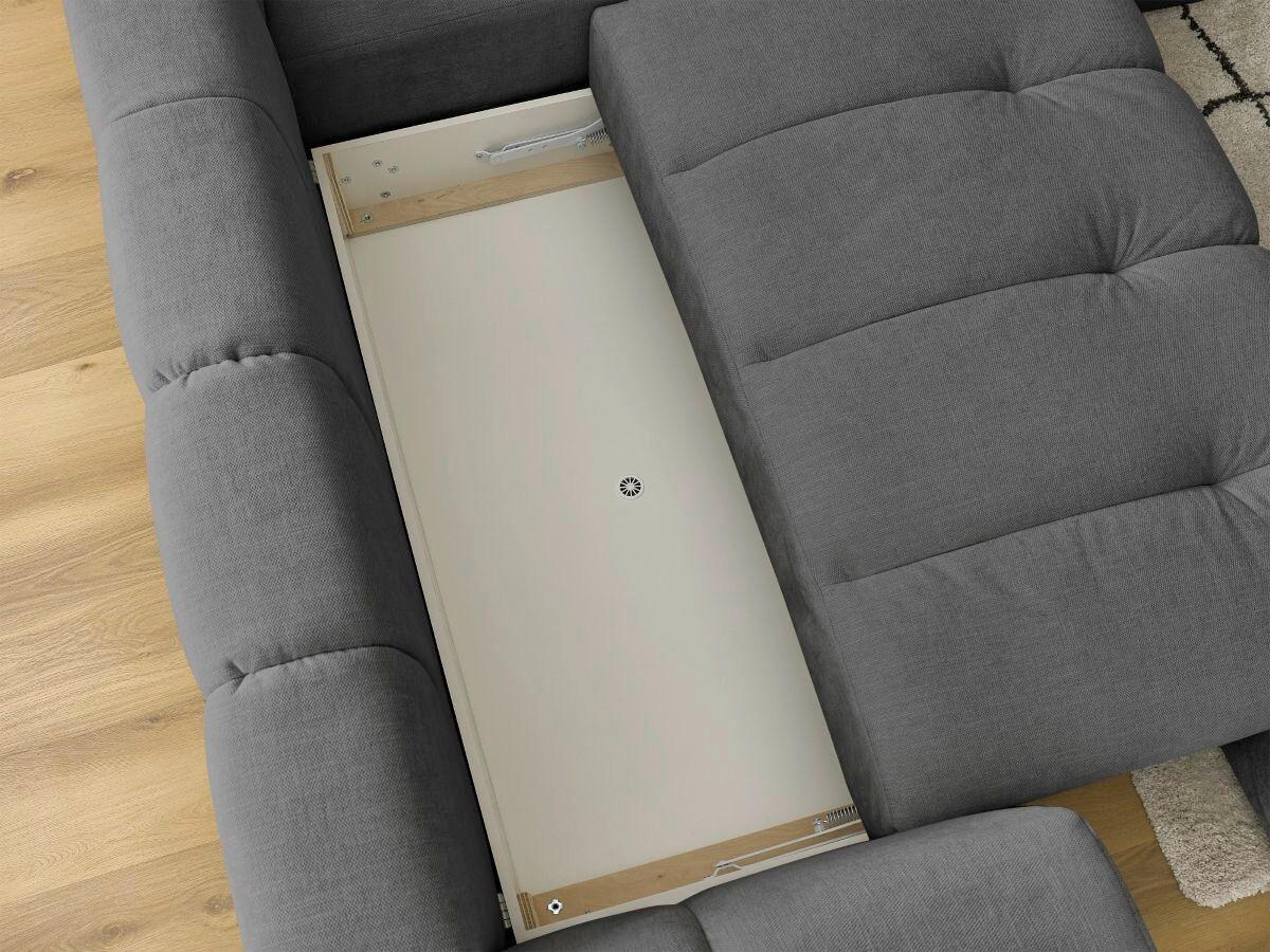 ECKSCHLAFSOFA FUJI Leinenoptik Dunkelgrau  inkl.  - Dunkelgrau/Schwarz, MODERN, Kunststoff/Textil (282/204cm)