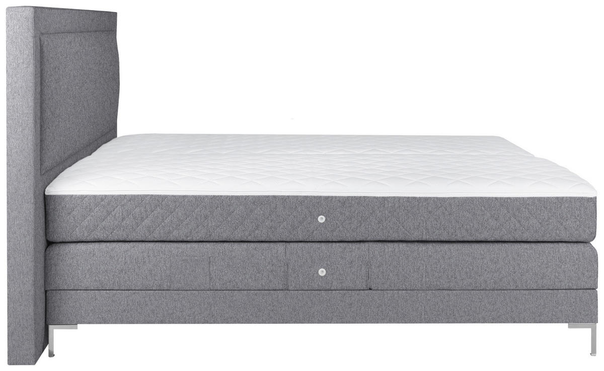 BOXSPRINGBETT 180/200 cm  in Grau  - Alufarben/Grau, Design, Textil/Metall (180/200cm) - Welnova
