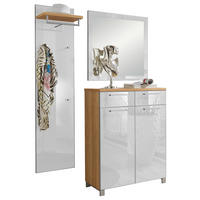 GARDEROBE 3-teilig  in 135/195/37 cm  - Eichefarben/Weiß, Design, Glas/Holz (135/195/37cm)