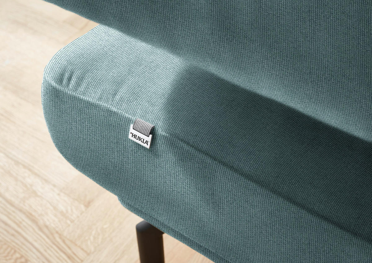 ECKSOFA Fino in Chenille Türkis  224/305 cm  - Türkis/Schwarz, Design, Textil/Metall (224/305cm) - Dieter Knoll