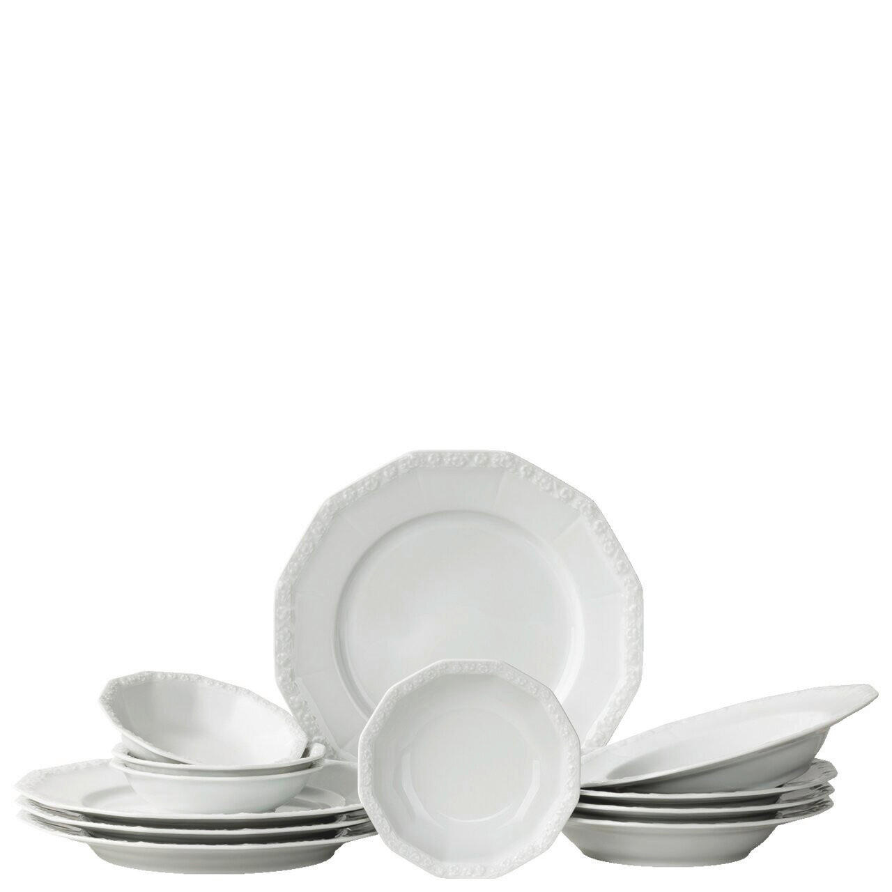 TAFELSERVICE Weiß Maria weiss 12-teilig  - Weiß, KONVENTIONELL, Keramik (30/40/30cm) - Rosenthal