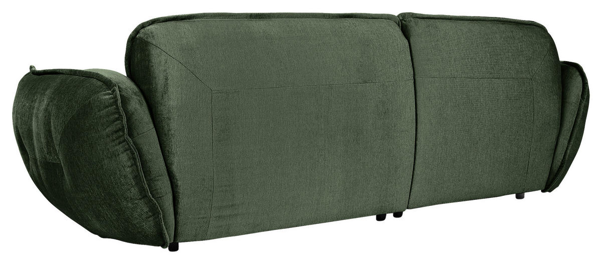 ECKSOFA in Chenille Dunkelgrün  - Dunkelgrün/Schwarz, Modern, Kunststoff/Textil (269/184cm) - Trendmanufaktur