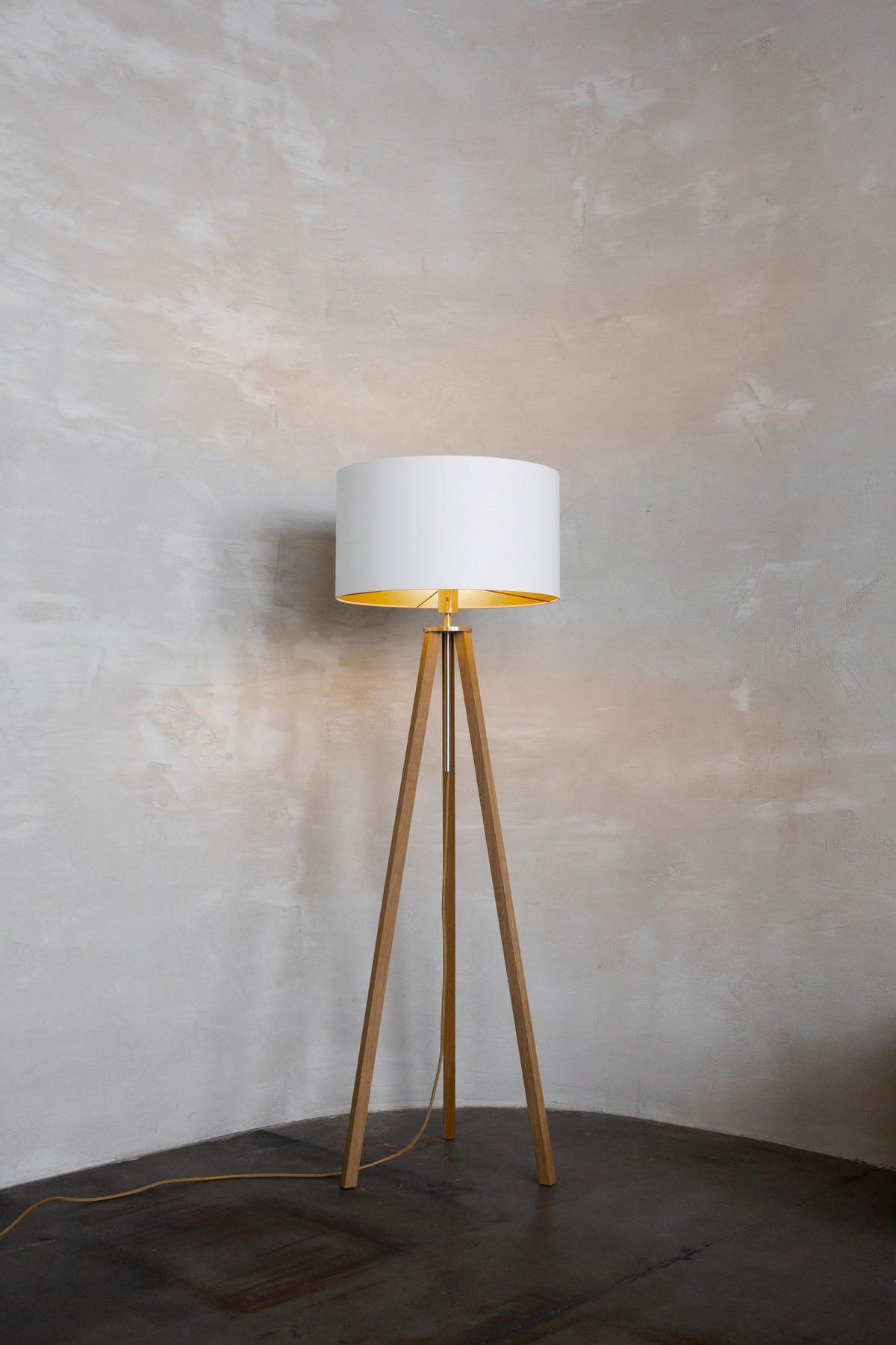 STEHLEUCHTE  50/150/50 cm   - Eichefarben/Goldfarben, MODERN, Naturmaterialien/Holz (50/150/50cm)