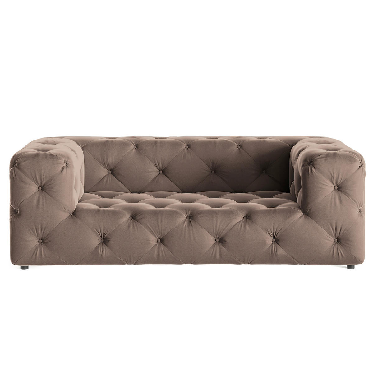 2-SITZER-SOFA Fresco Samt Braun  - Schwarz/Braun, Design, Kunststoff/Textil (193/71/100cm) - P & B