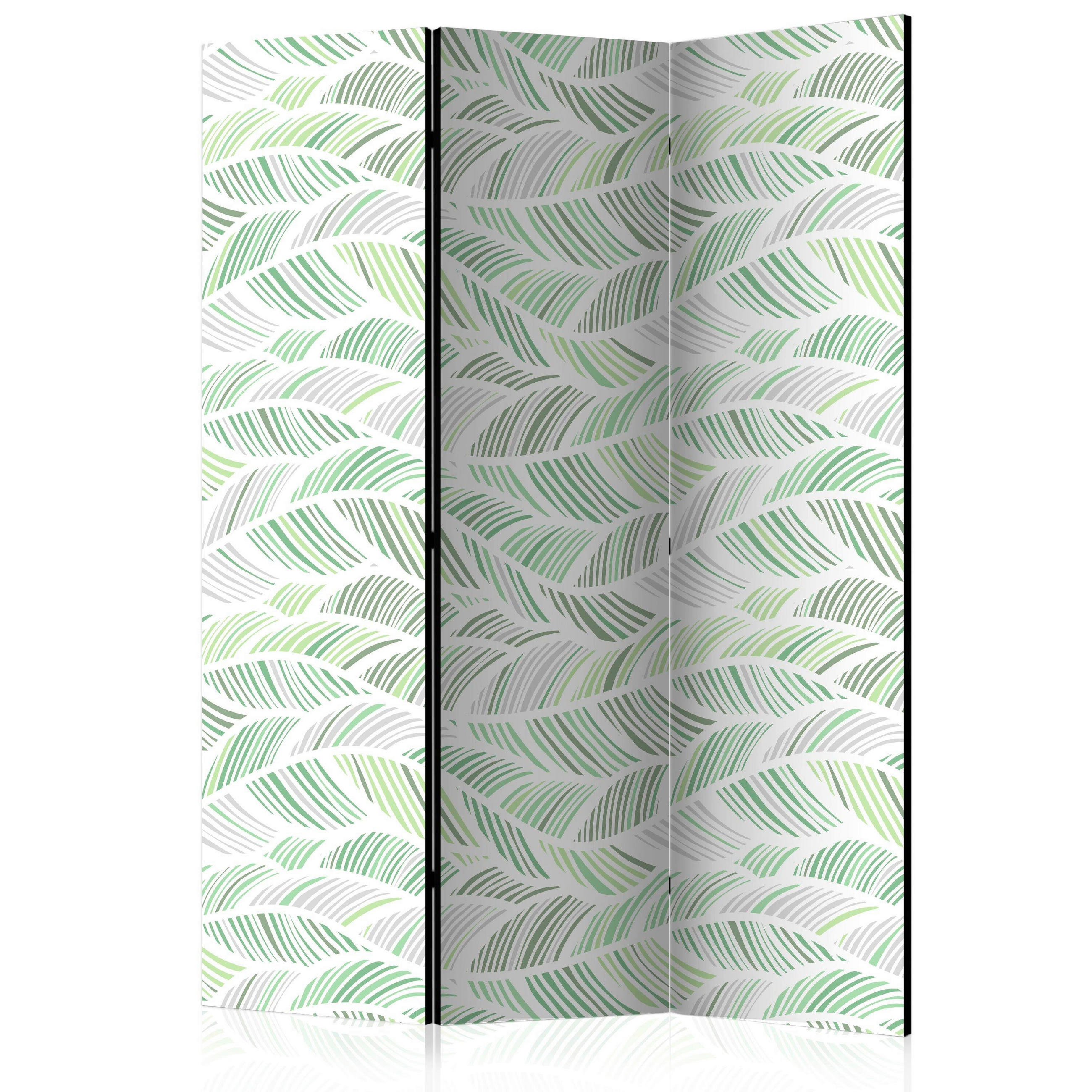 PARAVENT mit 3  Flügel - Weiß/Grün, Basics, Holz/Textil (135/172/3cm) - artgeist