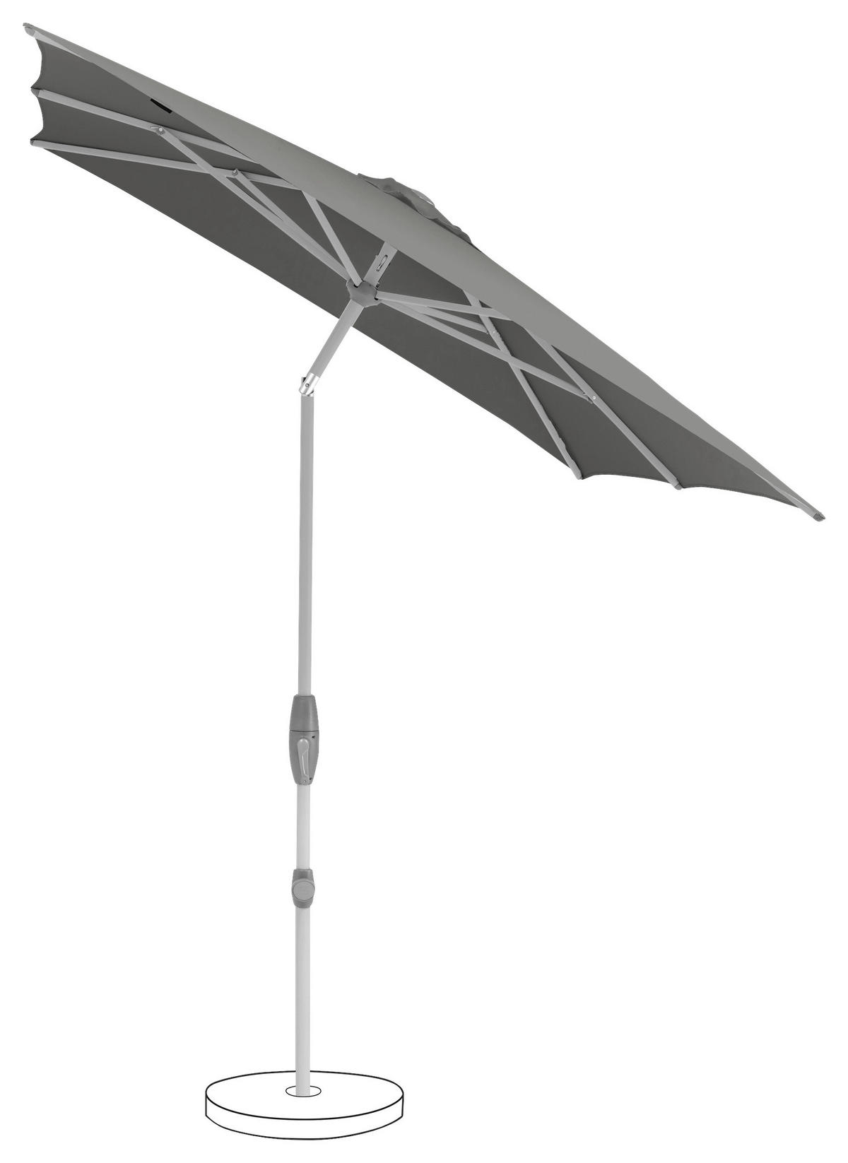 SONNENSCHIRM Grau  - Silberfarben/Grau, KONVENTIONELL, Textil/Metall (250/200cm) - Suncomfort by Glatz