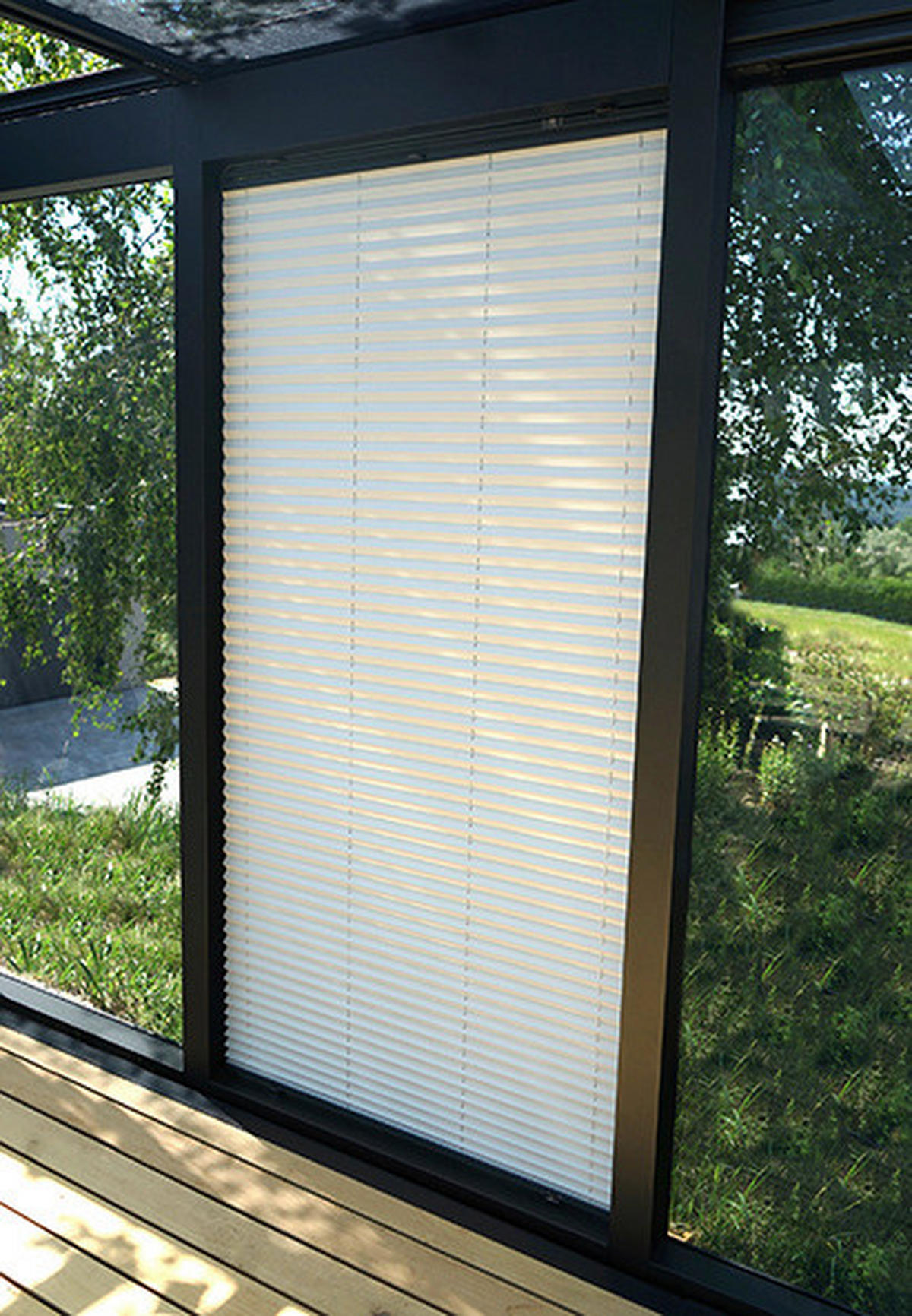 PLISSEE  - Hellgrau, Basics, Kunststoff/Textil (95/199cm)