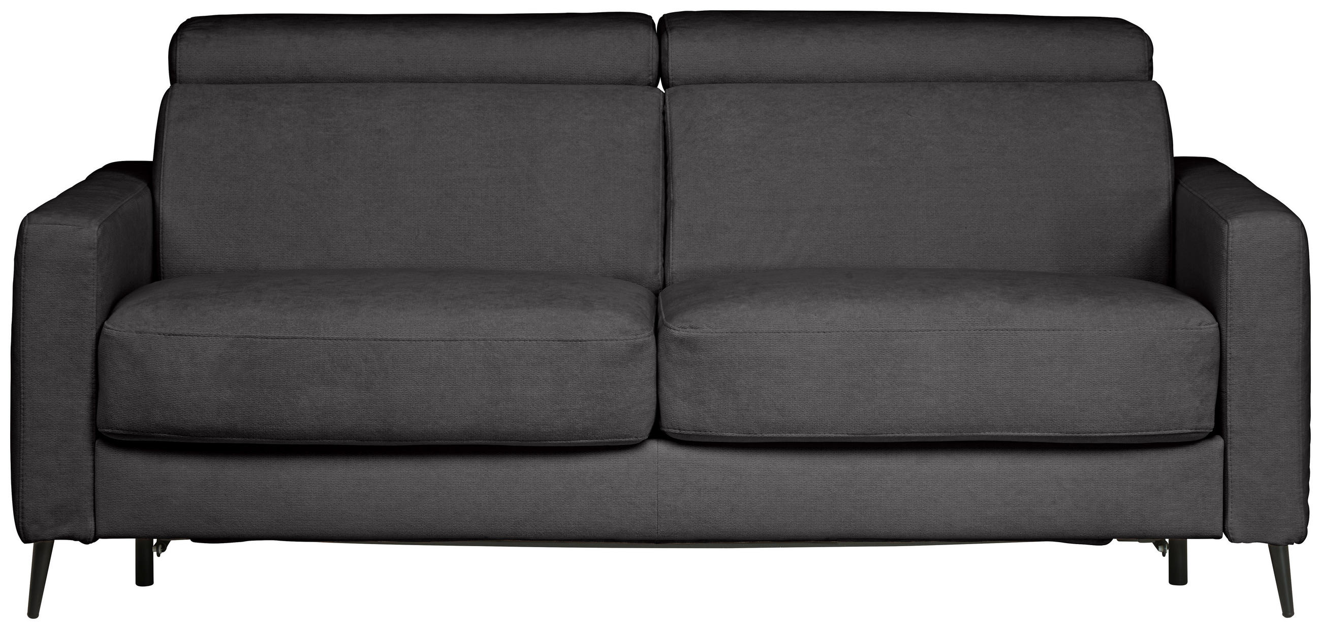 SCHLAFSOFA MIT TEMPUR MATRATZE Velours Dunkelgrau  - Dunkelgrau/Schwarz, Design, Textil/Metall (200/85-99/104cm) - Novel