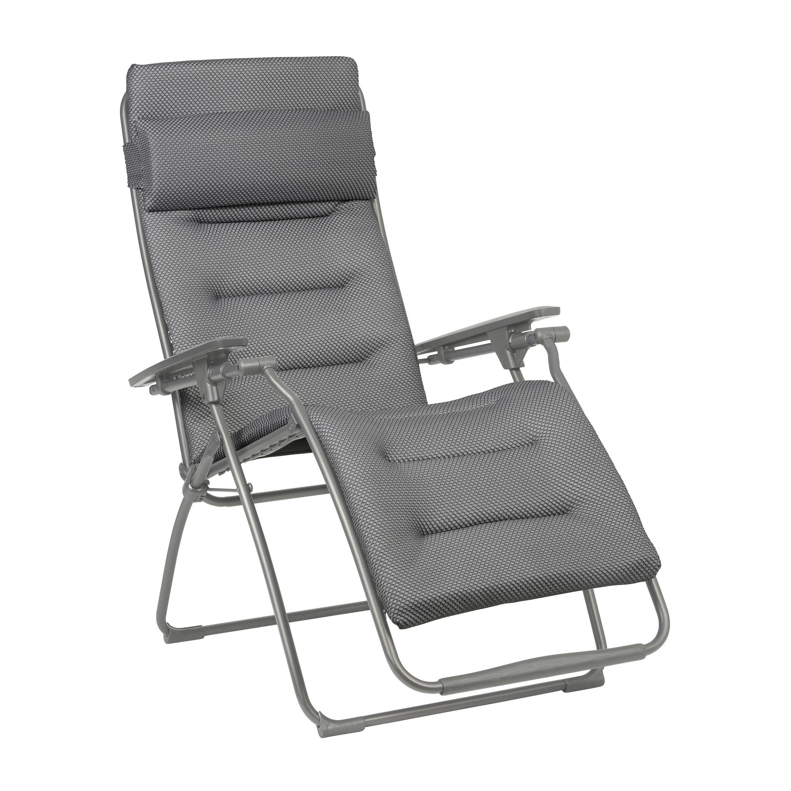 GARTEN-RELAXSESSEL Stahl  - Titanfarben/Hellgrau, Basics, Kunststoff/Textil (71/115/88cm) - Lafuma Mobilier
