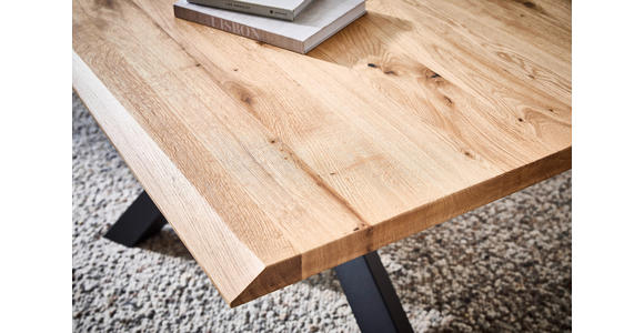 ESSTISCH Schwarz, Wildeiche rechteckig  schnell aufzubauende und stabile Arbeitsfläche  - Wildeiche/Schwarz, Natur, Holz/Metall (200/100/75cm) - Linea Natura