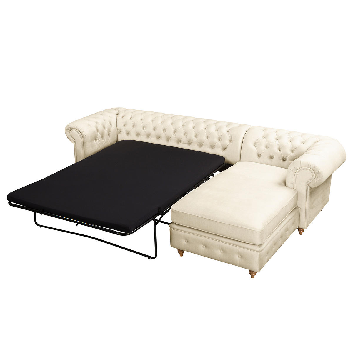 ECKSOFA Laura in Mikrofaser Creme  284/182 cm  - Creme/Braun, Design, Holz/Textil (284/182cm) - P & B