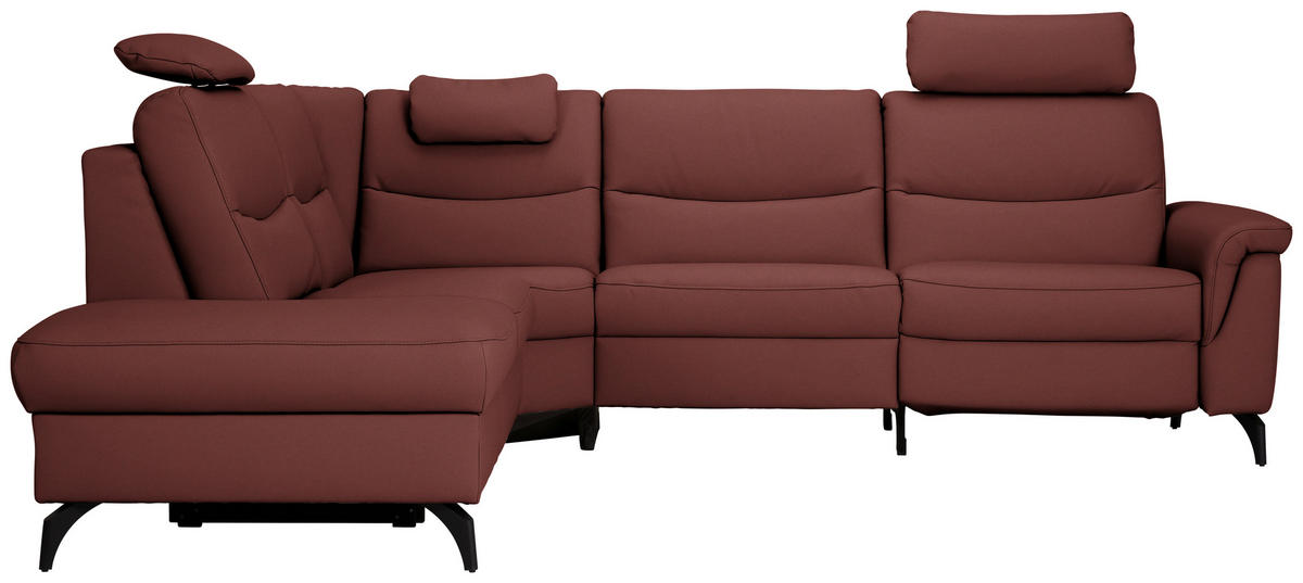 ECKSOFA  in Echtleder Rotbraun  249/280 cm  - Rotbraun/Anthrazit, Design, Leder/Metall (249/280cm) - Himolla Komfortklass