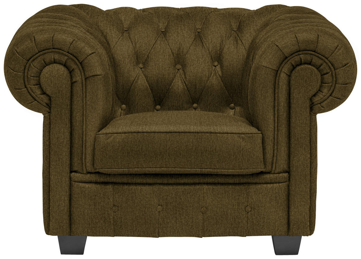 CHESTERFIELD-SESSEL - Wengefarben/Khaki, LIFESTYLE, Holz/Textil (115/76,5/96cm) - Landscape