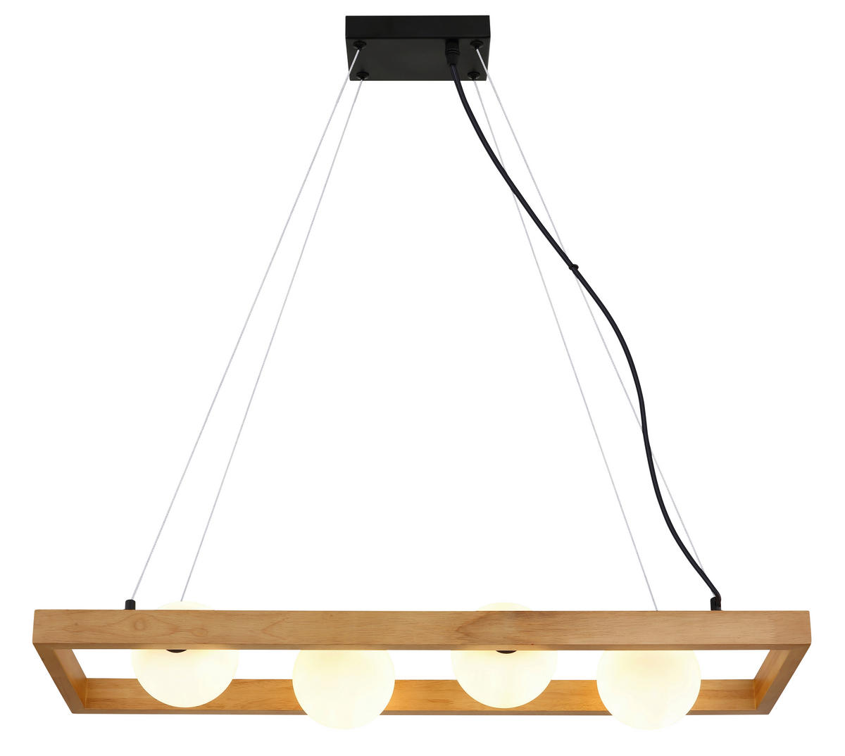 HÄNGELEUCHTE 84/24/150 cm  - Schwarz/Braun, Natur, Glas/Holz (84/24/150cm)