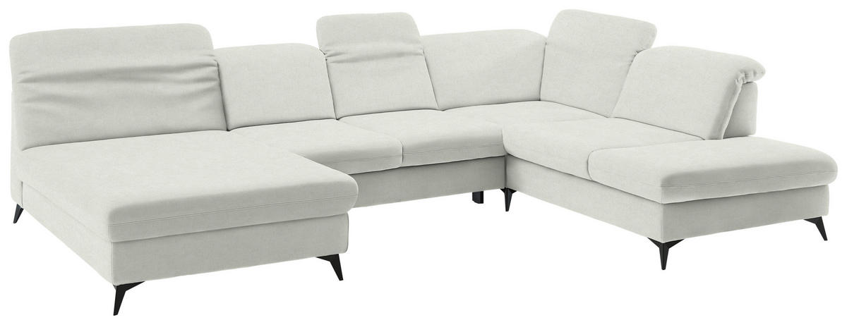 WOHNLANDSCHAFT  in Chenille Naturfarben  - Schwarz/Naturfarben, Design, Textil/Metall (198/369/255cm) - Beldomo Style