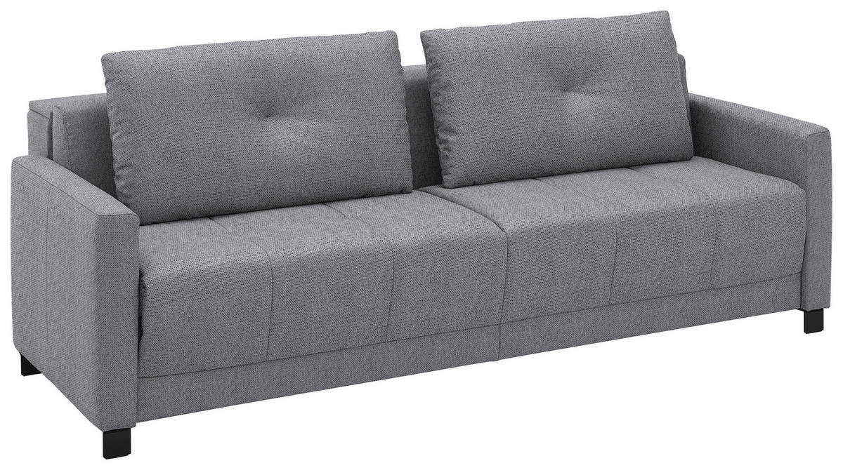 SCHLAFSOFA Flachgewebe Grau Stoffauswahl, Schlafen auf Sitzhöhe, Bettfunktion erhältlich, Armteil links, Armteil rechts, haustierfreundlicher Bezug  - Schwarz/Grau, Konventionell, Textil/Metall (232/77/116cm) - Dieter Knoll