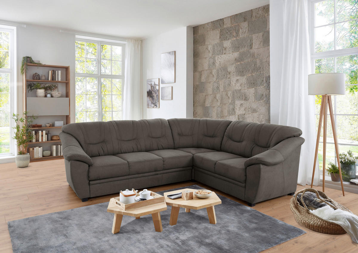 ECKSOFA inkl. Funktion in Flachgewebe Grau  - Schwarz/Grau, Konventionell, Kunststoff/Textil (264/215cm) - Sit & More