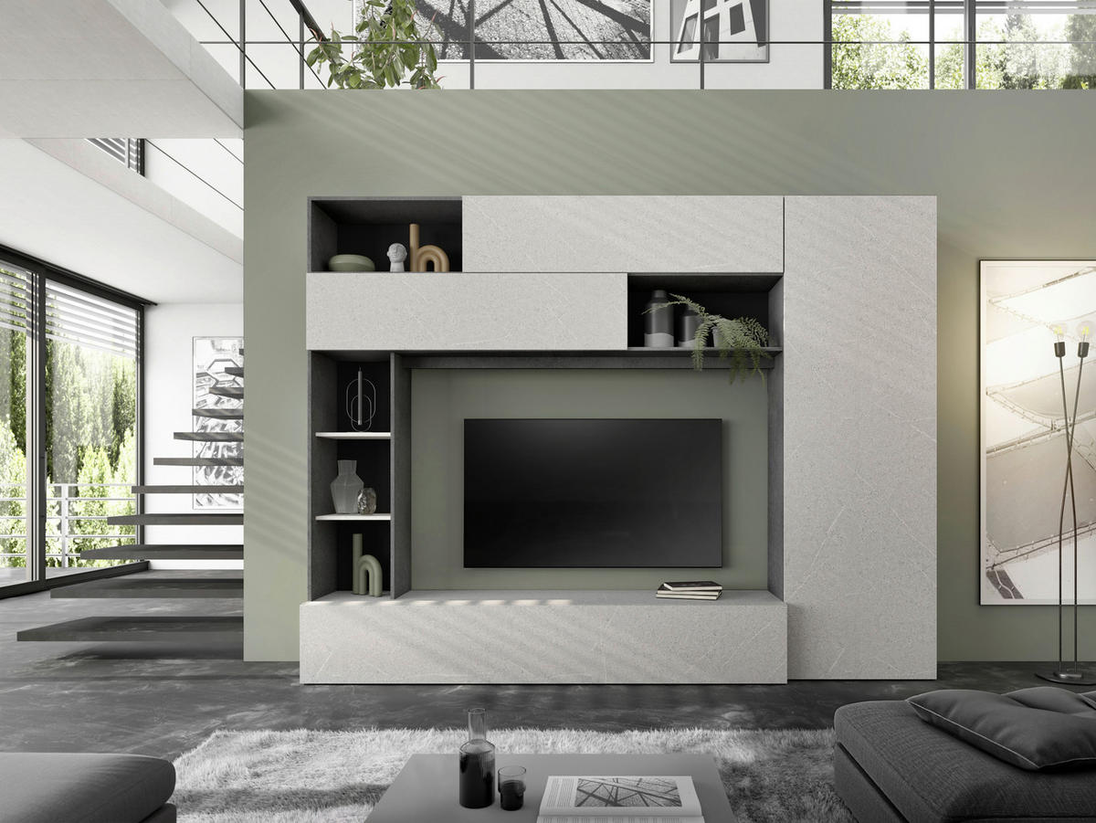 WOHNWAND 5-teilig  in Anthrazit, Greige  272/209/40 cm  - Greige/Anthrazit, MODERN, Holzwerkstoff/Kunststoff (272/209/40cm) - Carryhome
