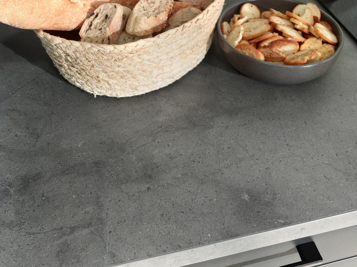 ECKKÜCHE 370/172 cm  in Dunkelgrau  - Dunkelgrau/Schwarz, Design, Holzwerkstoff/Metall (370/172cm) - Respekta