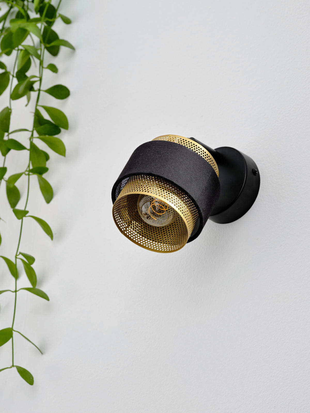 LED-STRAHLER 10/14,5/14,5 cm   - Goldfarben/Schwarz, Basics, Textil/Metall (10/14,5/14,5cm) - Osram
