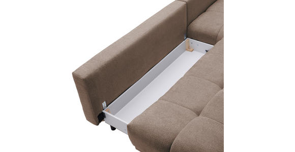 ECKSOFA in Chenille Hellbraun  - Hellbraun/Schwarz, MODERN, Textil/Metall (290/182cm) - Hom`in