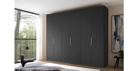 DREHTÜRENSCHRANK 298/222/63 cm,  in Anthrazit, 6-türig  - Anthrazit/Alufarben, Design, Holzwerkstoff/Metall (298/222/63cm) - Dieter Knoll