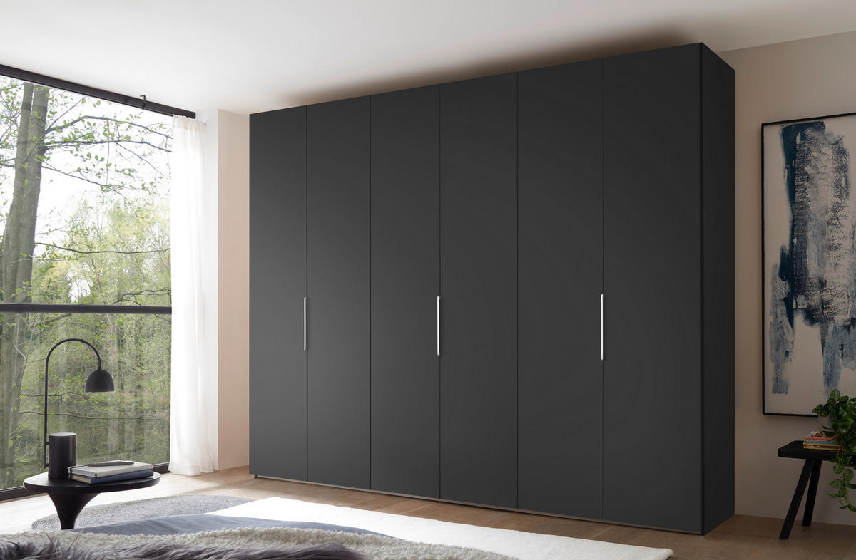 DREHTÜRENSCHRANK 298/222/63 cm,  in Anthrazit, 6-türig  - Anthrazit/Alufarben, Design, Holzwerkstoff/Metall (298/222/63cm) - Dieter Knoll