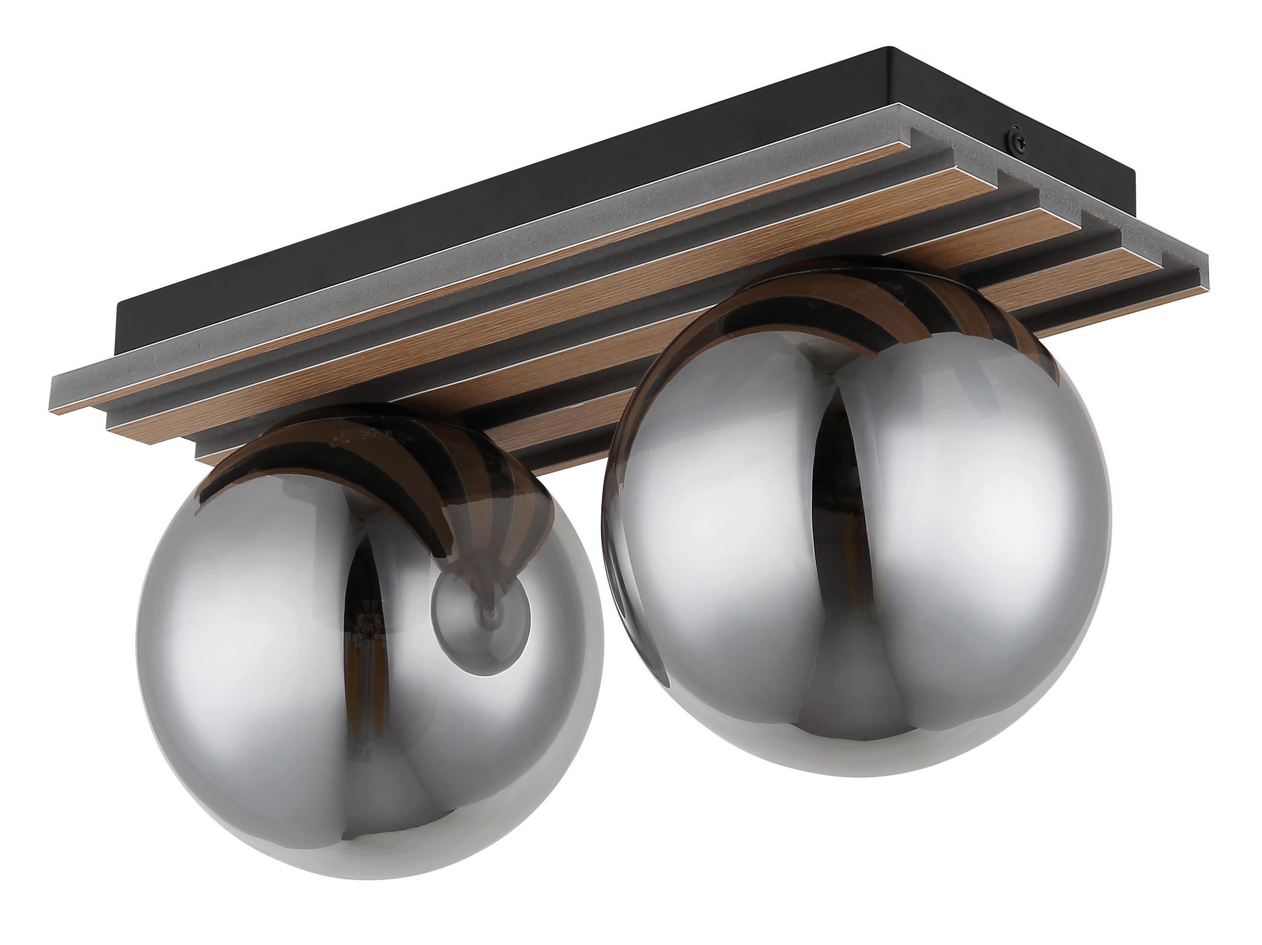 DECKENLEUCHTE Parsons 35/15/20 cm  - Schwarz/Braun, Design, Glas/Holzwerkstoff (35/15/20cm) - Globo