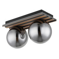 DECKENLEUCHTE Parsons 35/15/20 cm  - Schwarz/Braun, Design, Glas/Holzwerkstoff (35/15/20cm) - Globo