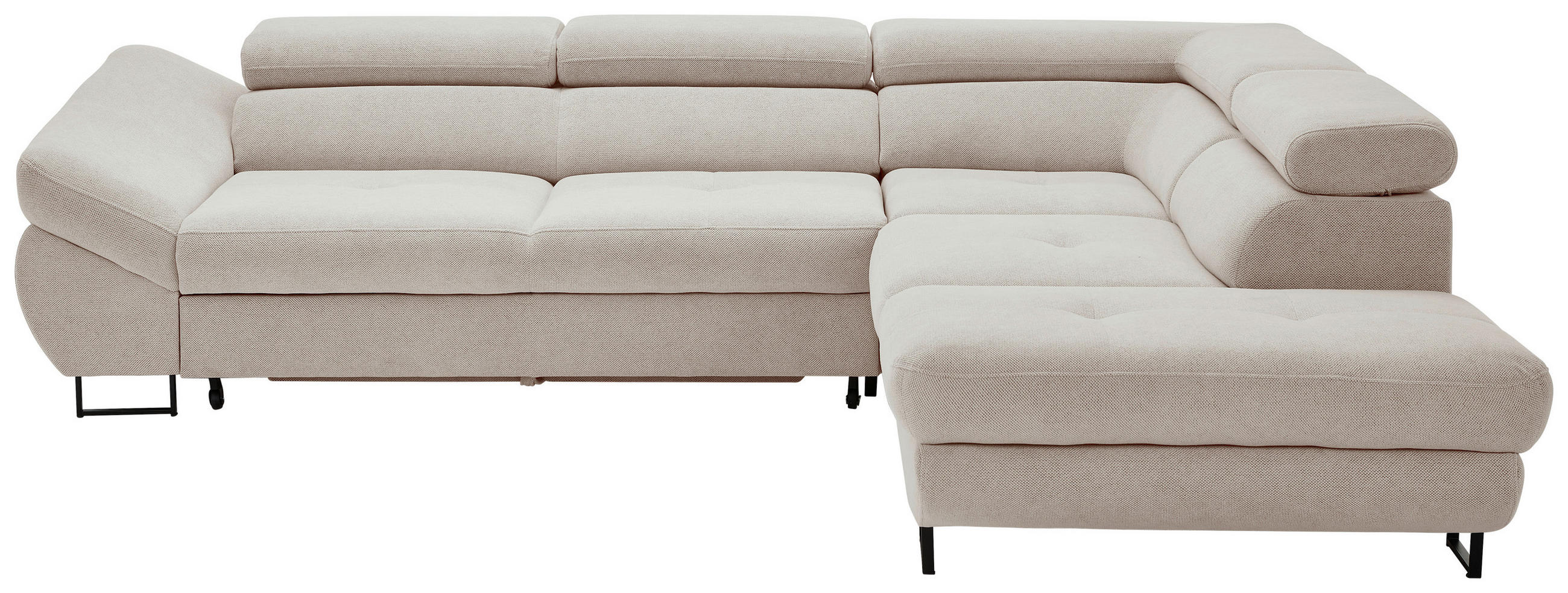 ECKSOFA Taupe Webstoff  - Taupe/Schwarz, Design, Textil/Metall (280/235cm) - Hom`in