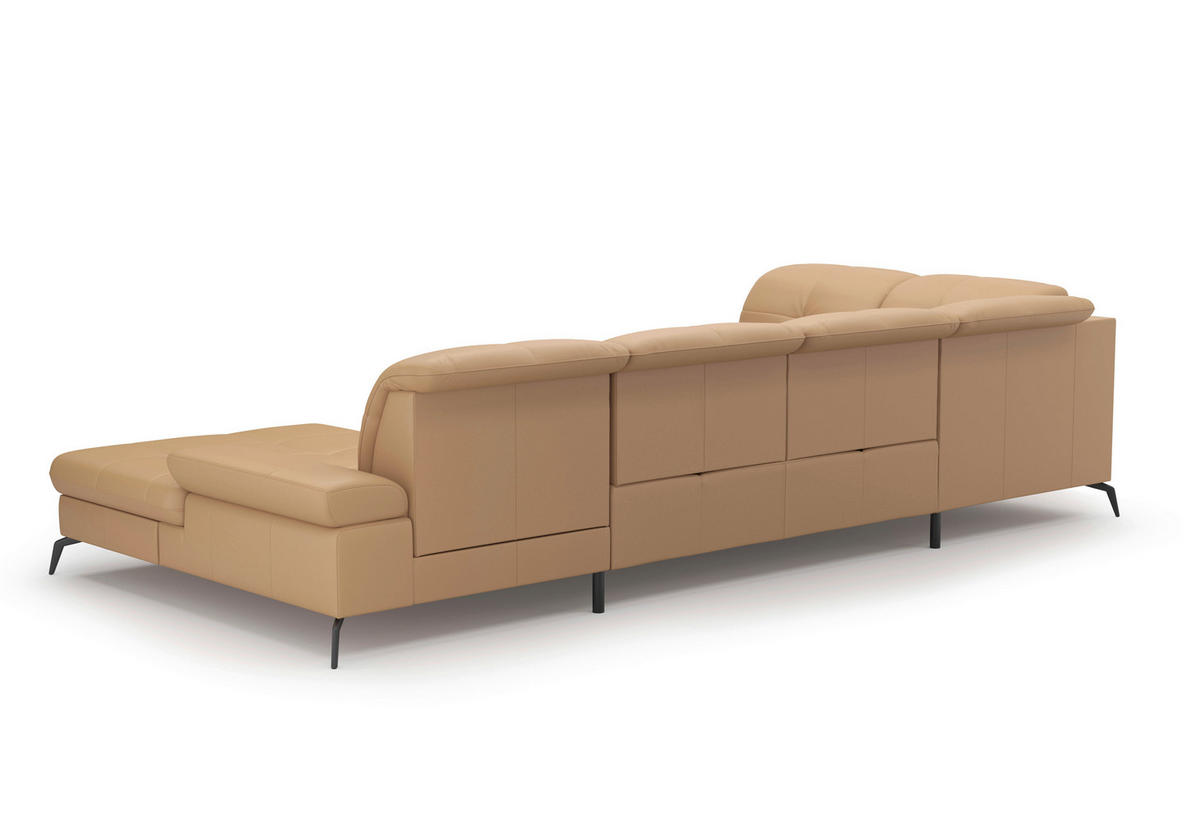 WOHNLANDSCHAFT in Echtleder Cappuccino  - Schwarz/Cappuccino, Konventionell, Leder/Metall (231/357/185cm) - Sit & More