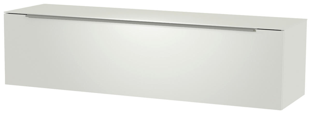 LOWBOARD  in 160/41/45 cm  - Weiss/Alufarben, Design, Glas/Holzwerkstoff (160/41/45cm) - Moderano
