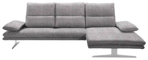 ECKSOFA Hellgrau Webstoff - Edelstahlfarben/Hellgrau, Design, Textil/Metall (291/164cm) - Chilliano