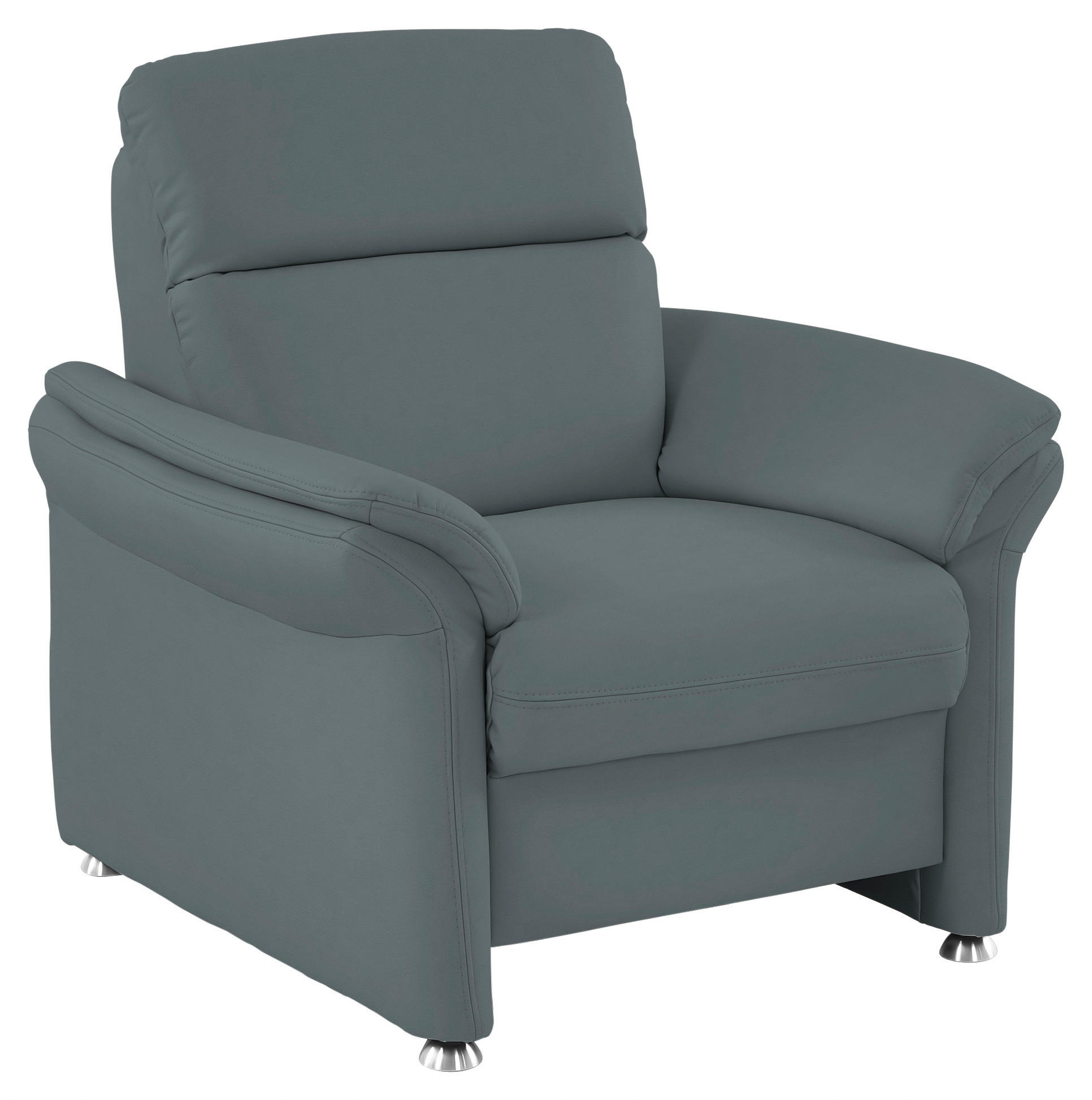 SESSEL in Echtleder Blau  - Blau/Alufarben, KONVENTIONELL, Leder/Metall (98/96/92cm) - Beldomo Premium