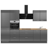 KÜCHENLEERBLOCK 300 cm   in Eichefarben, Schieferfarben  - Schieferfarben/Edelstahlfarben, MODERN, Holzwerkstoff/Metall (300cm) - Nobilia