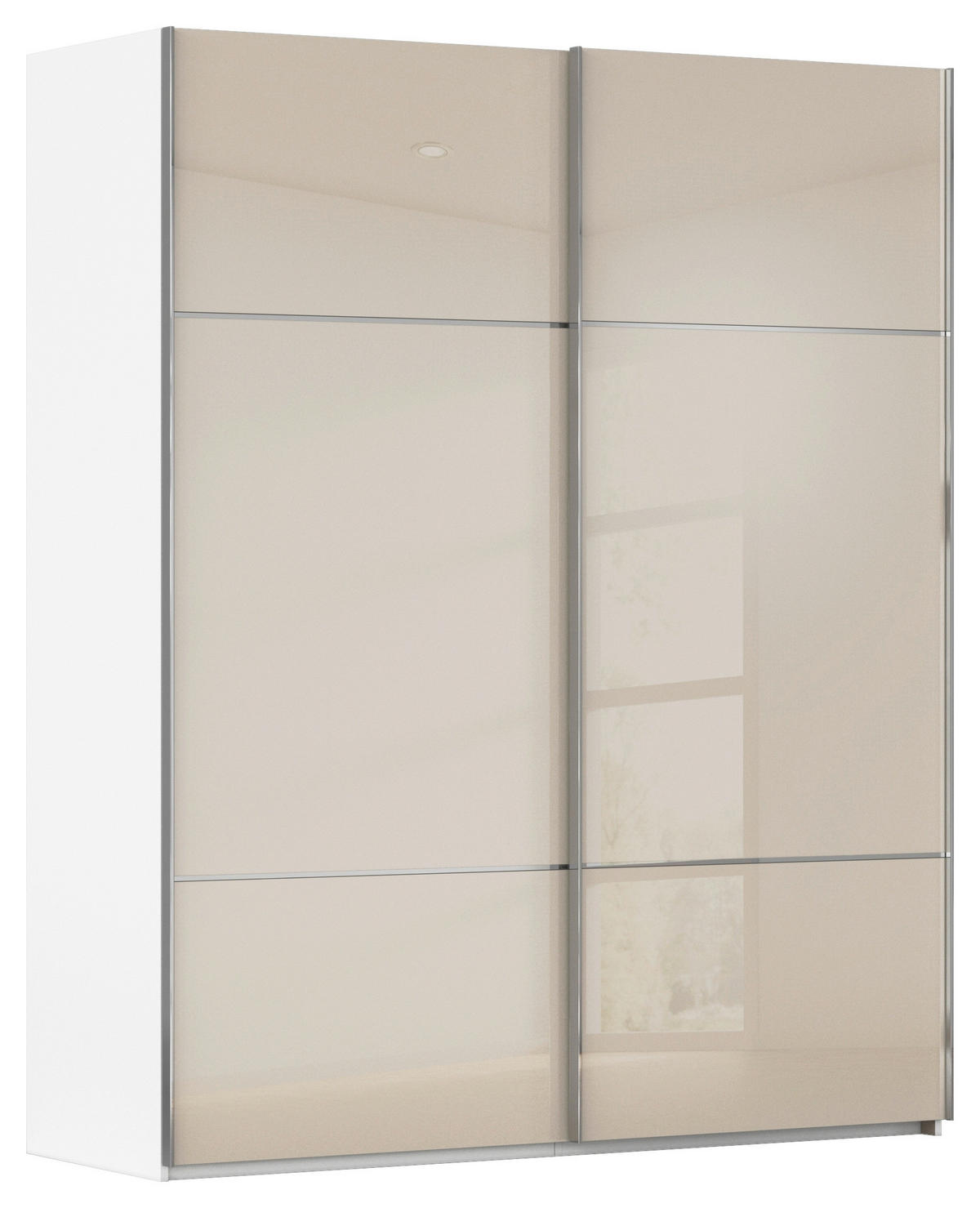 SCHWEBETÜRENSCHRANK  in Weiß  - Chromfarben/Weiß, KONVENTIONELL, Glas/Holzwerkstoff (201/223/67cm) - Novel