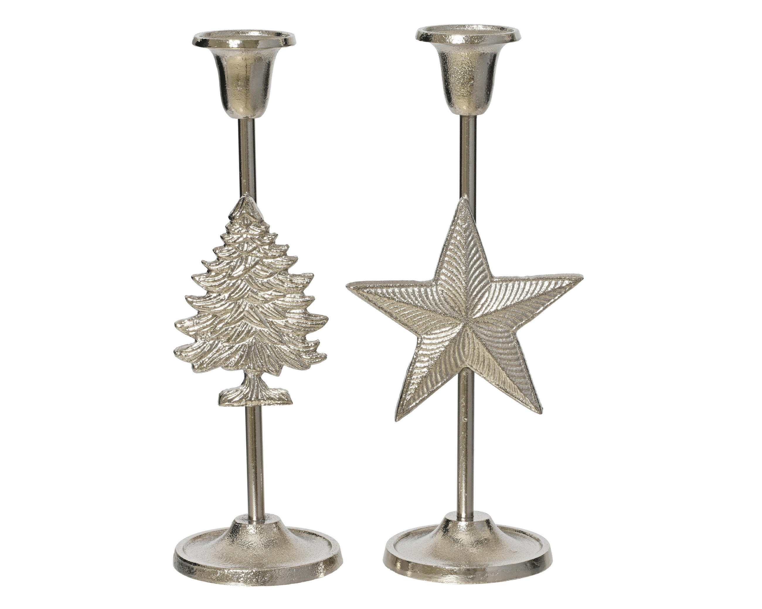 GYERTYATARTÓ - ezüstszínű, Basics, fém (5/8/24cm)