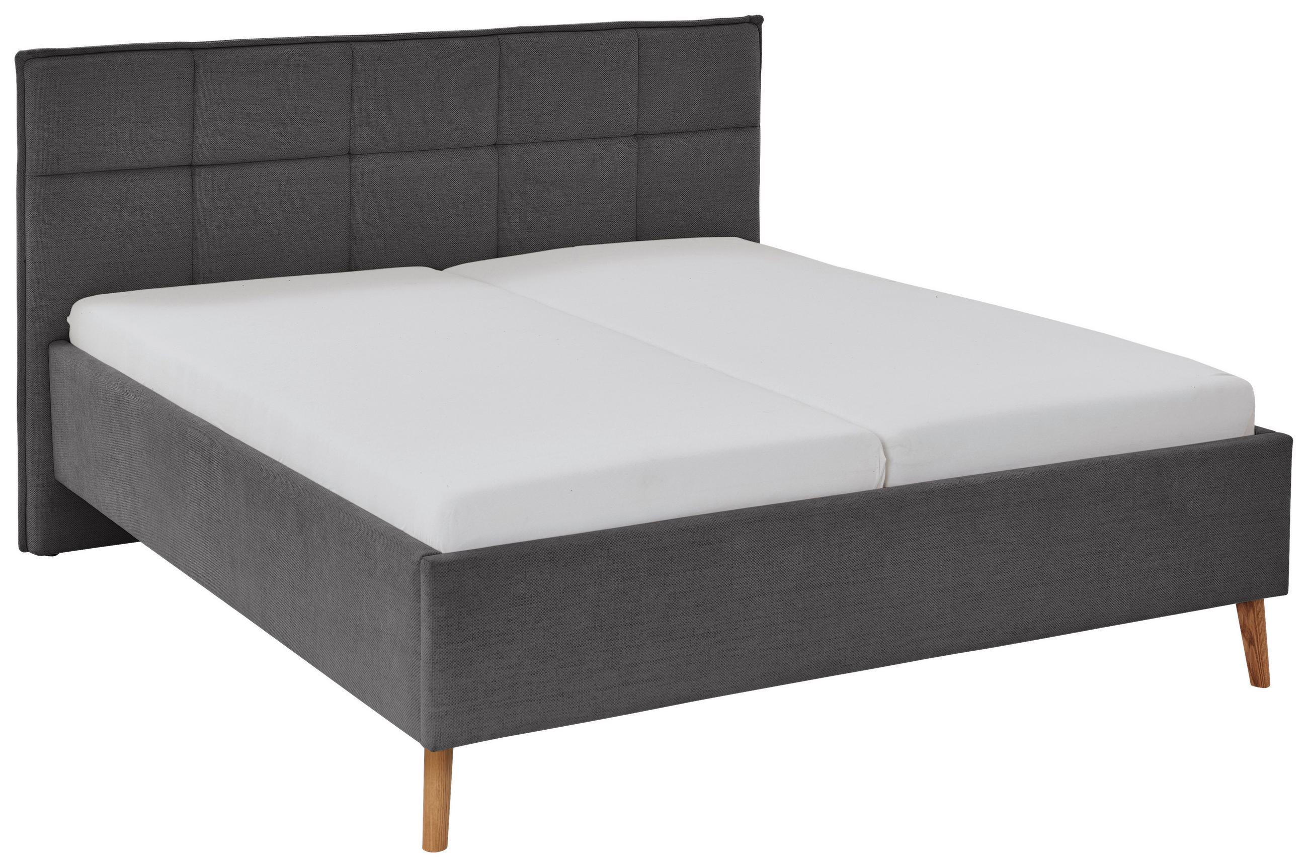 POLSTERBETT 160/200 cm,  in Anthrazit, Lattenrost, Bettkasten,  - Eichefarben/Birkefarben, Design, Holz/Textil (160/200cm) - Xora