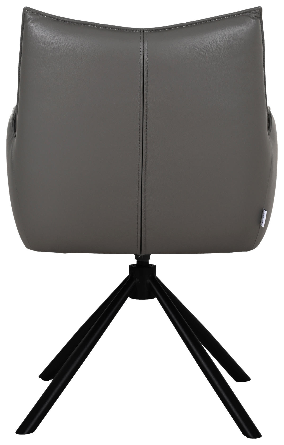 ARMLEHNSTUHL  Sitzfläche 360° drehbar, automatische Rückholfunktion  Echtleder  - Dunkelgrau/Schwarz, MODERN, Leder/Metall (58,5/87,5/61cm) - Livetastic