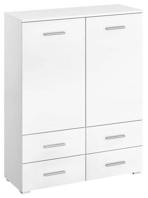 KOMMODE 93/119/42 cm  in Weiss  - Weiss/Alufarben, Konventionell, Holzwerkstoff/Kunststoff (93/119/42cm) - Rauch Möbel