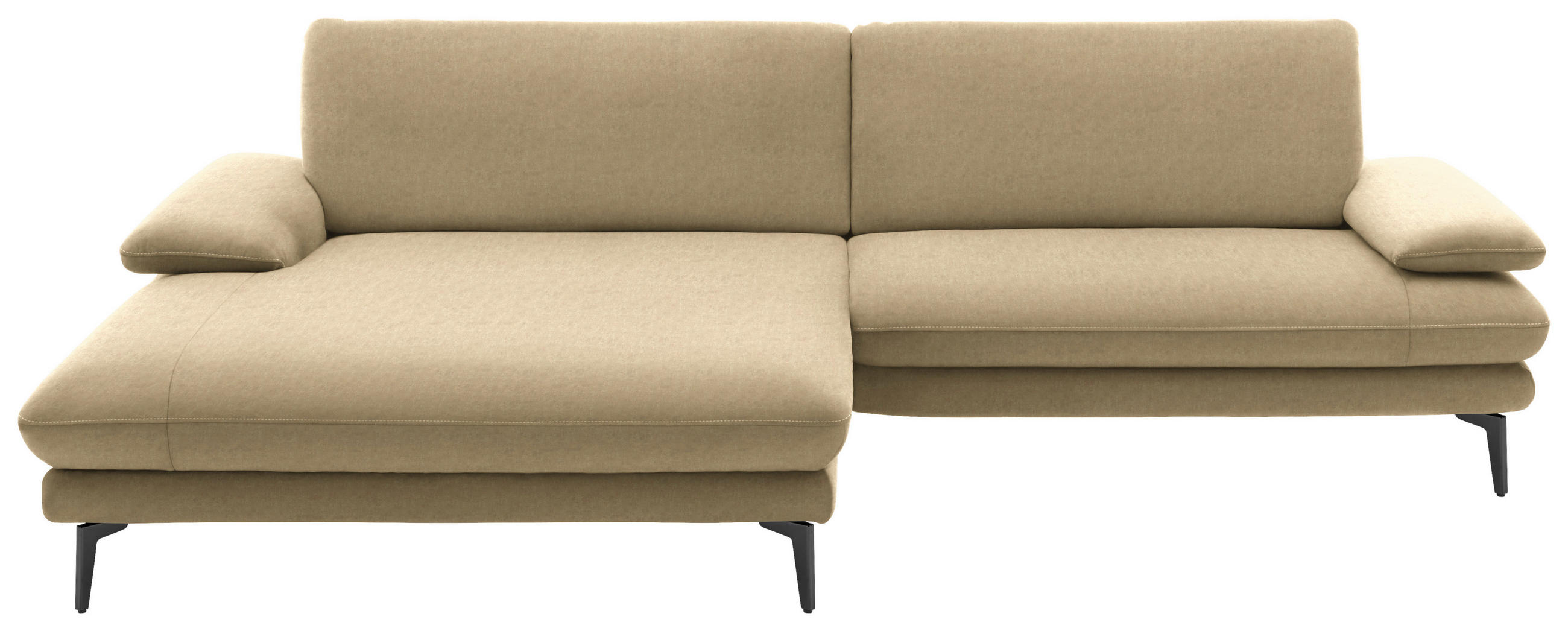 ECKSOFA in Velours Cappuccino  - Schwarz/Cappuccino, Design, Textil/Metall (184/284cm) - Dieter Knoll