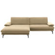 ECKSOFA  in Velours Cappuccino  184/284 cm  - Schwarz/Cappuccino, Design, Textil/Metall (184/284cm) - Dieter Knoll