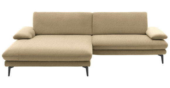 ECKSOFA  in Velours Cappuccino  184/284 cm  - Schwarz/Cappuccino, Design, Textil/Metall (184/284cm) - Dieter Knoll