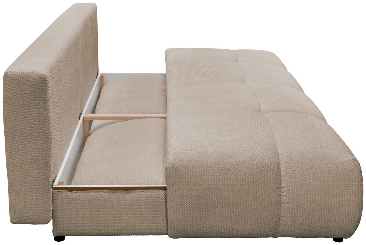 SCHLAFSOFA Struktur Beige  - Beige/Schwarz, Design, Textil (208/92/104cm) - MID.YOU