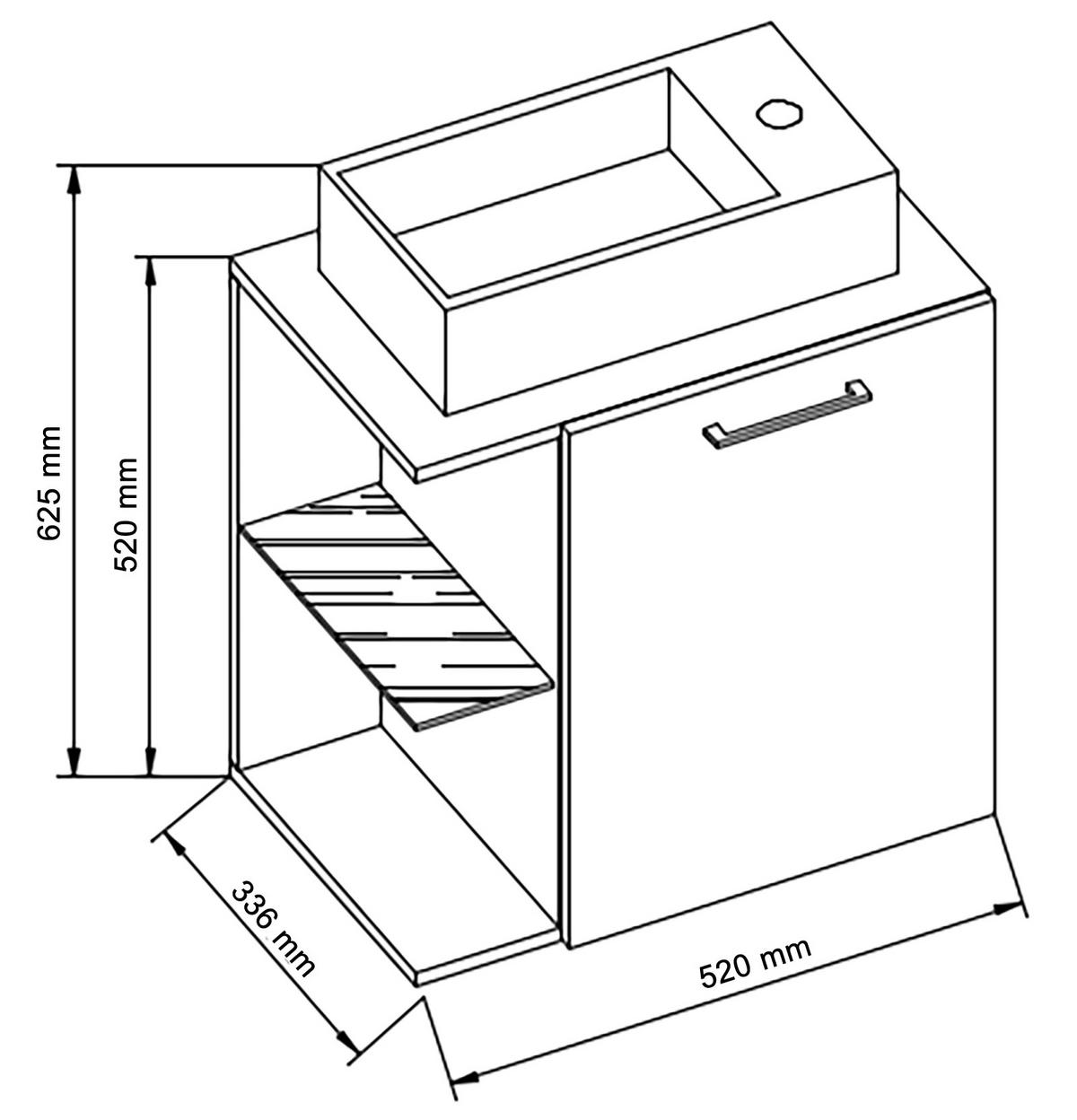 WASCHTISCHKOMBI 52 cm  - Weiss/Schwarz, Modern, Glas/Keramik (52cm) - MID.YOU